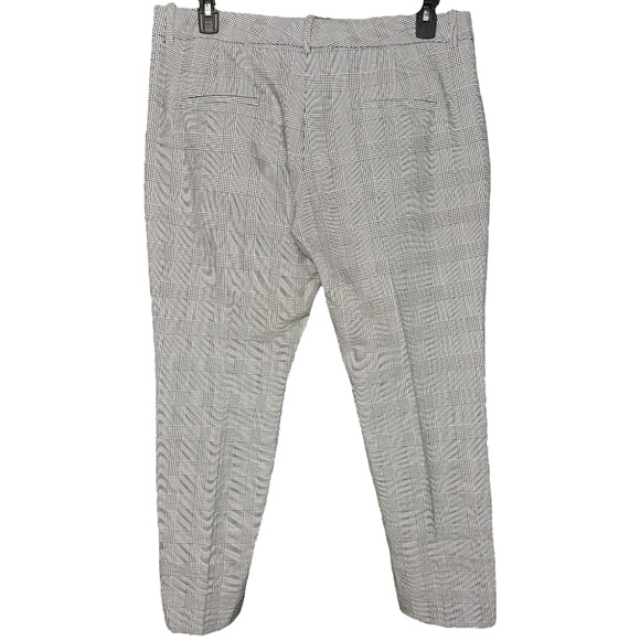 Zara Asymmetric Hem Houndstooth Plaid Academia Pant Straight Leg Trouser 12 - Picture 9 of 11